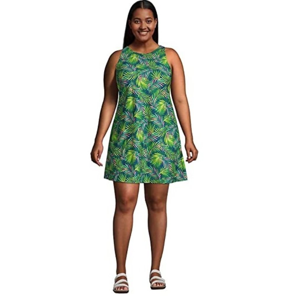 NWT Lands' End Women's Scoop Neck Dress-Kini Swim Coverup Size 8 $80 7C91